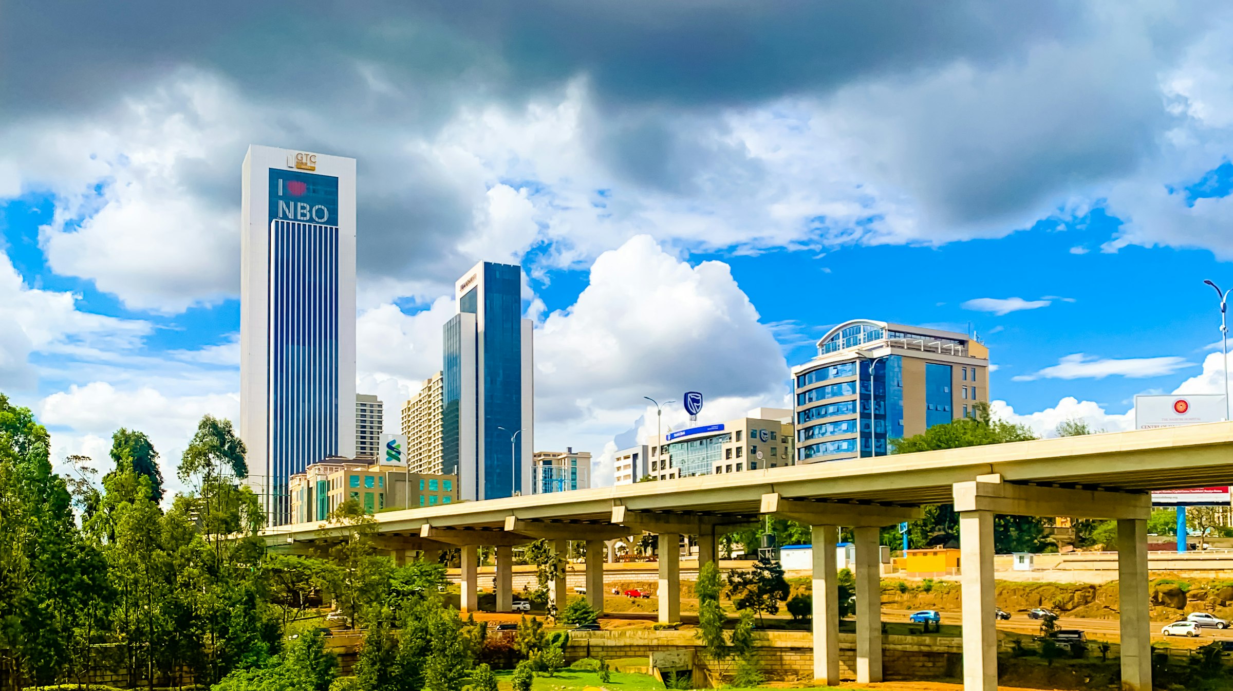 The Nairobi Expressway sweeping into the city skyline